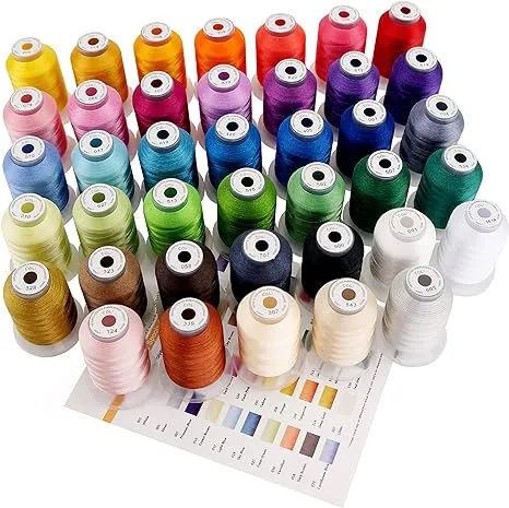 New brothreads 40 Colors 100% Polyester Machine Embroidery Thread 550yd with Thread Nets - Compatible for Home-Based Embroidery Sewing Machine