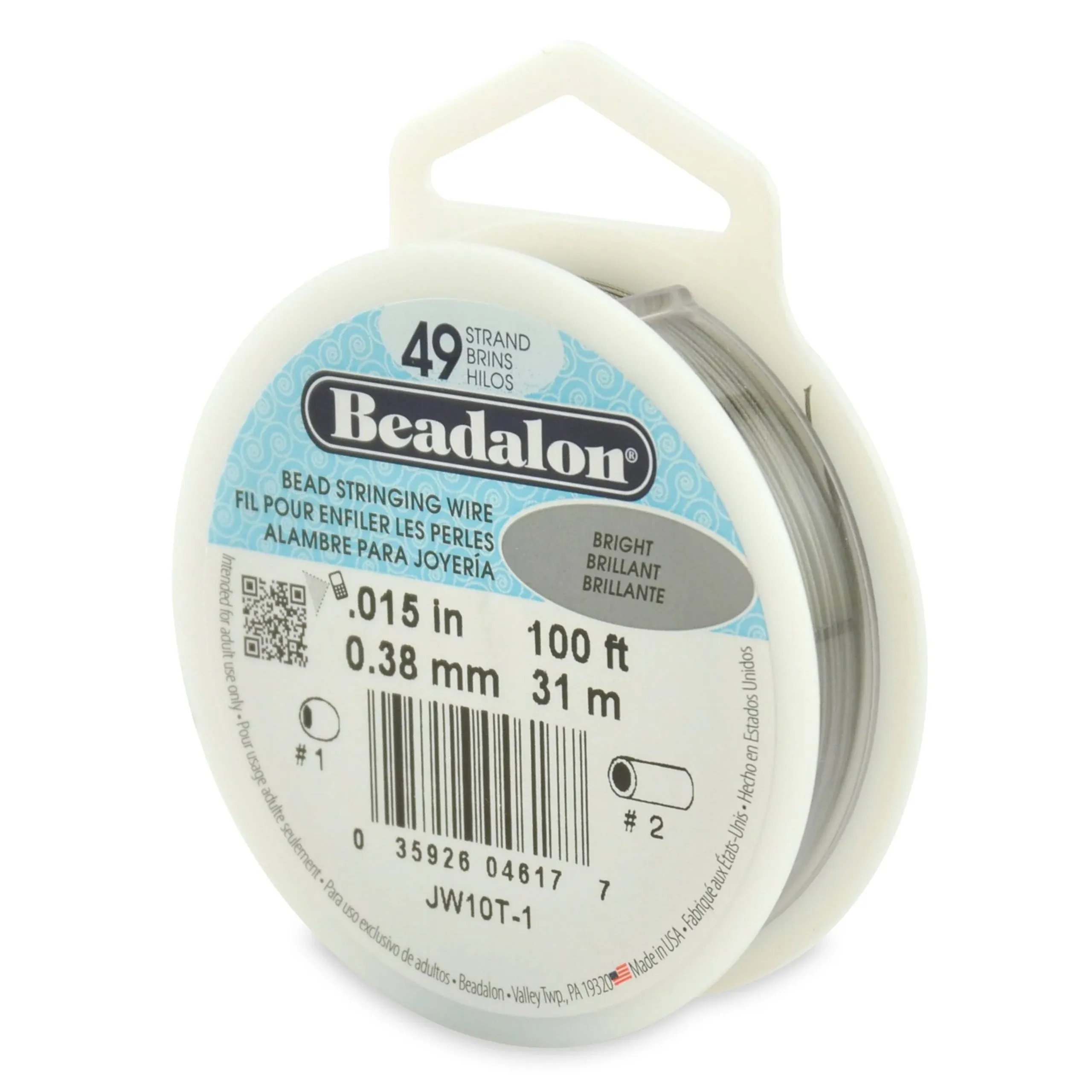 Beadalon 49-Strand Bead Stringing Wire 0.018-inch Bright 100-Feet