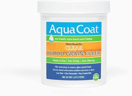 Aqua Coat Water Based Wood Grain Filler Gel, Fast Drying, Low Odor Clear Wood Filler, Non Toxic, Environmentally Safe. (Pint)