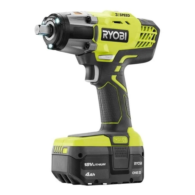 Ryobii RYOBI P261K1 ONE+ 18V Cordless 3-Speed 1/2 in. Impact Wrench with 4.0 Ah Battery and Charger