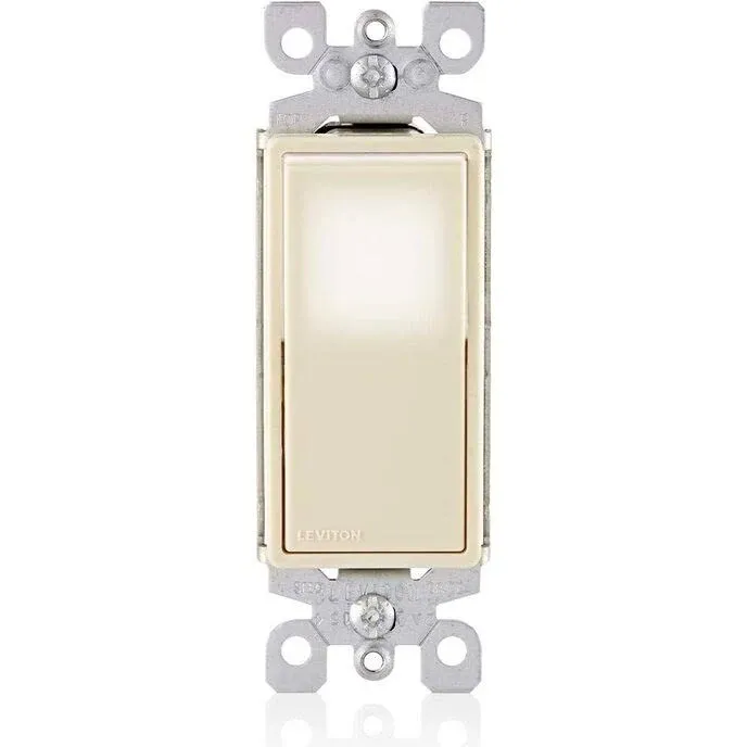 Leviton L5613-2T 15 Amp Decora LED Illuminated Light Wall Switch, 3-Way - Light Almond