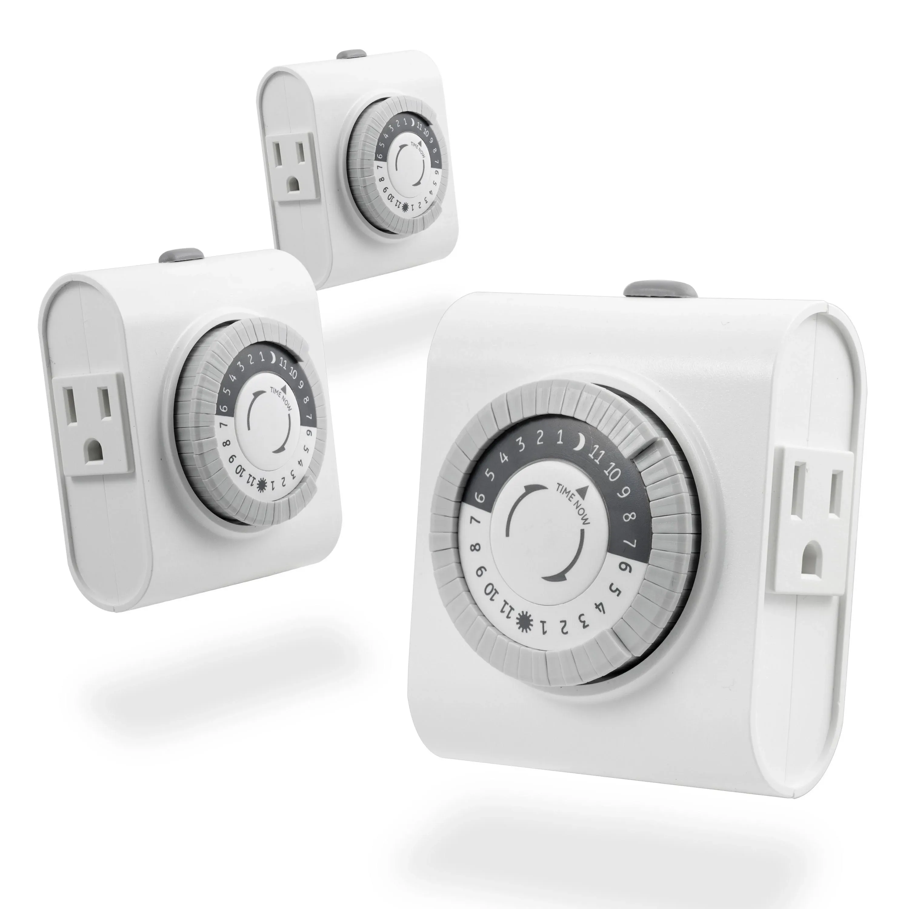 GE 24-Hour Heavy-Duty Indoor Plug-in Mechanical Timer, 3 Pack, 2 Grounded Outlets, 30-Minute Intervals, Daily ON/OFF Cycle, Lamps, Seasonal, Christmas Tree Lights, Holiday Decorations, 66404