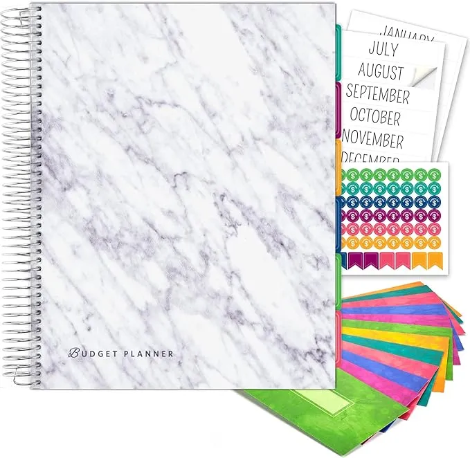 Budget Planner & Monthly Bill Organizer with 12 Envelopes and Pockets. Expense Tracker Notebook and Financial Planner Budget Book to Control Your Money. Large Size (8.5" x 11")