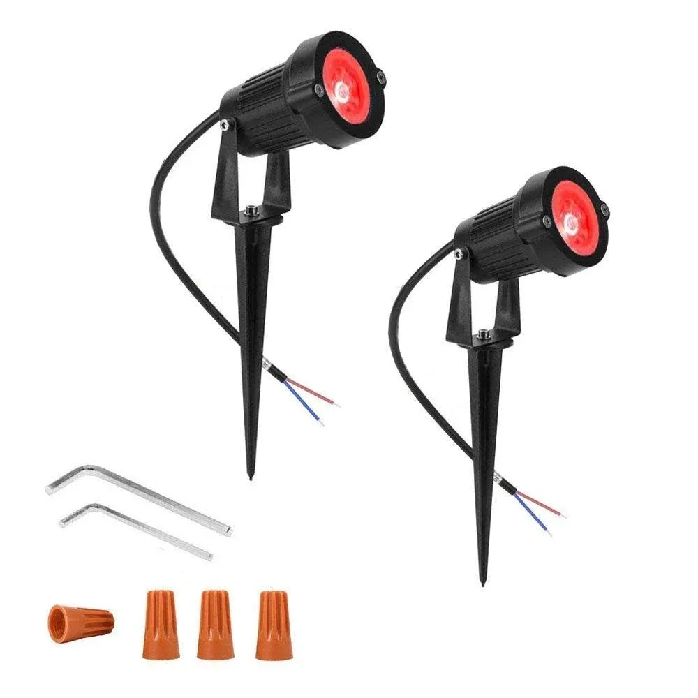 2 Pack Outdoor 12V Landscape Lighting with Spike Stand Red