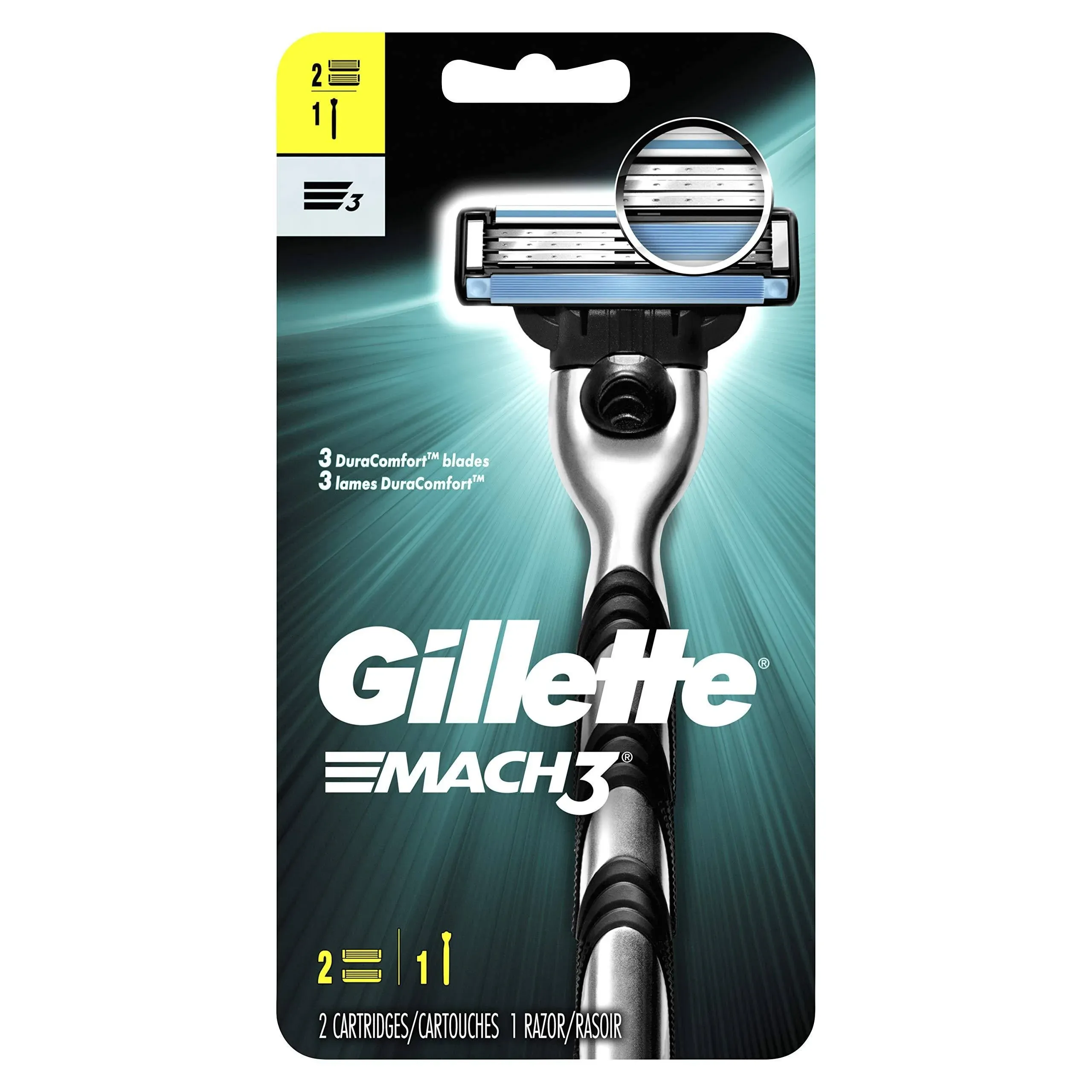 Gillette Mach3 Men's Razor + 2 Razor Blade Refills