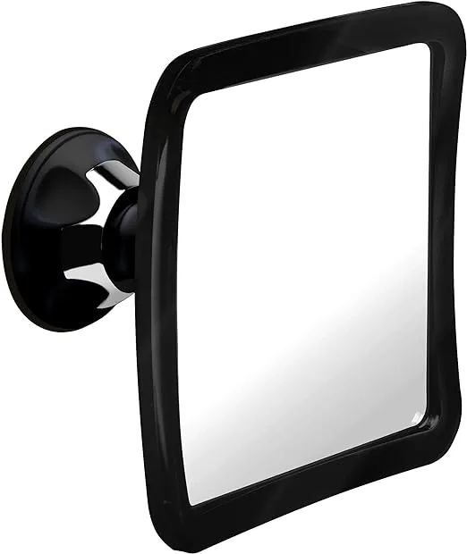 MIRRORVANA Fogless Shower Mirror for Shaving with Upgraded Suction, Anti Fog Shatterproof Surface and 360° Swivel, 1X Magnifying, 6.3 x 6.3 Inch (Black)MIRRORVANA Fogless Shower Mirror for Shaving with Upgr…