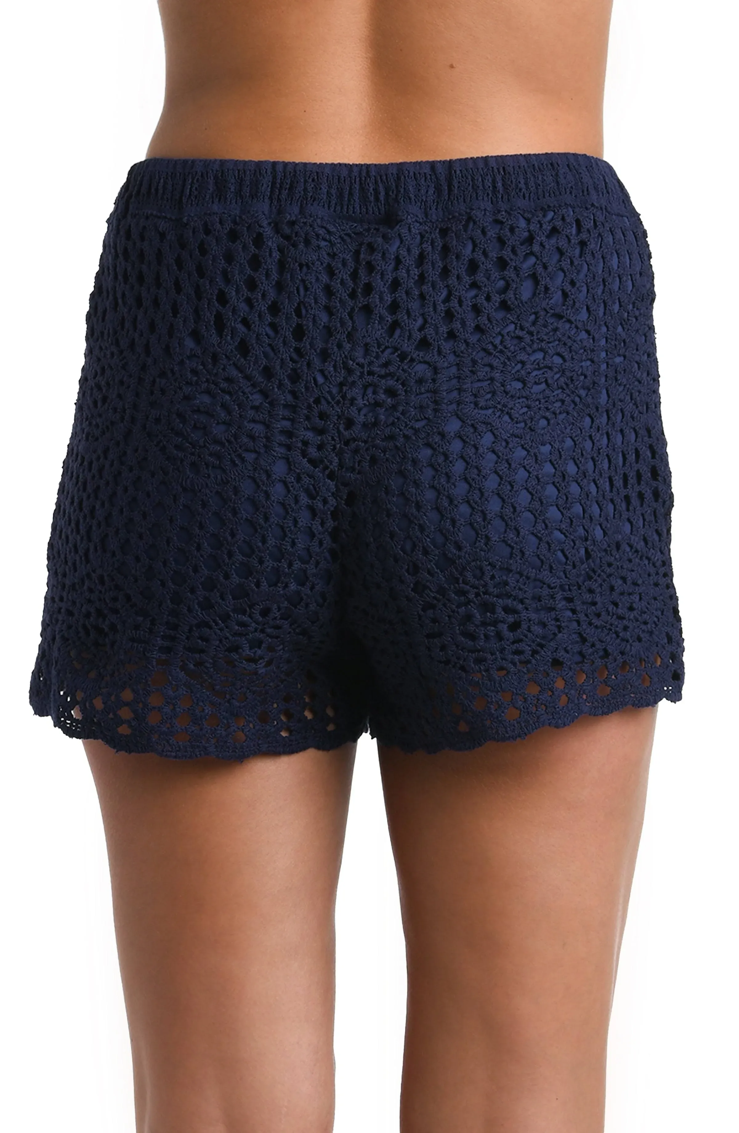 La Blanca Waverly Covers Crochet Beach Shorts - Indigo XL / Solid