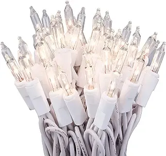 50 Clear Christmas Lights on White Wire, UL Approved for Indoor/Outdoor Use, ...