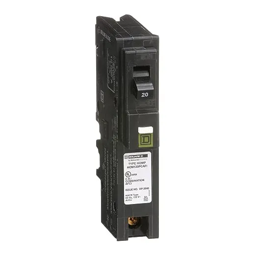 Homeline 20 Amp Single-Pole Plug-On Neutral Combination Arc Fault Circuit Breaker(HOM120PCAFIC)