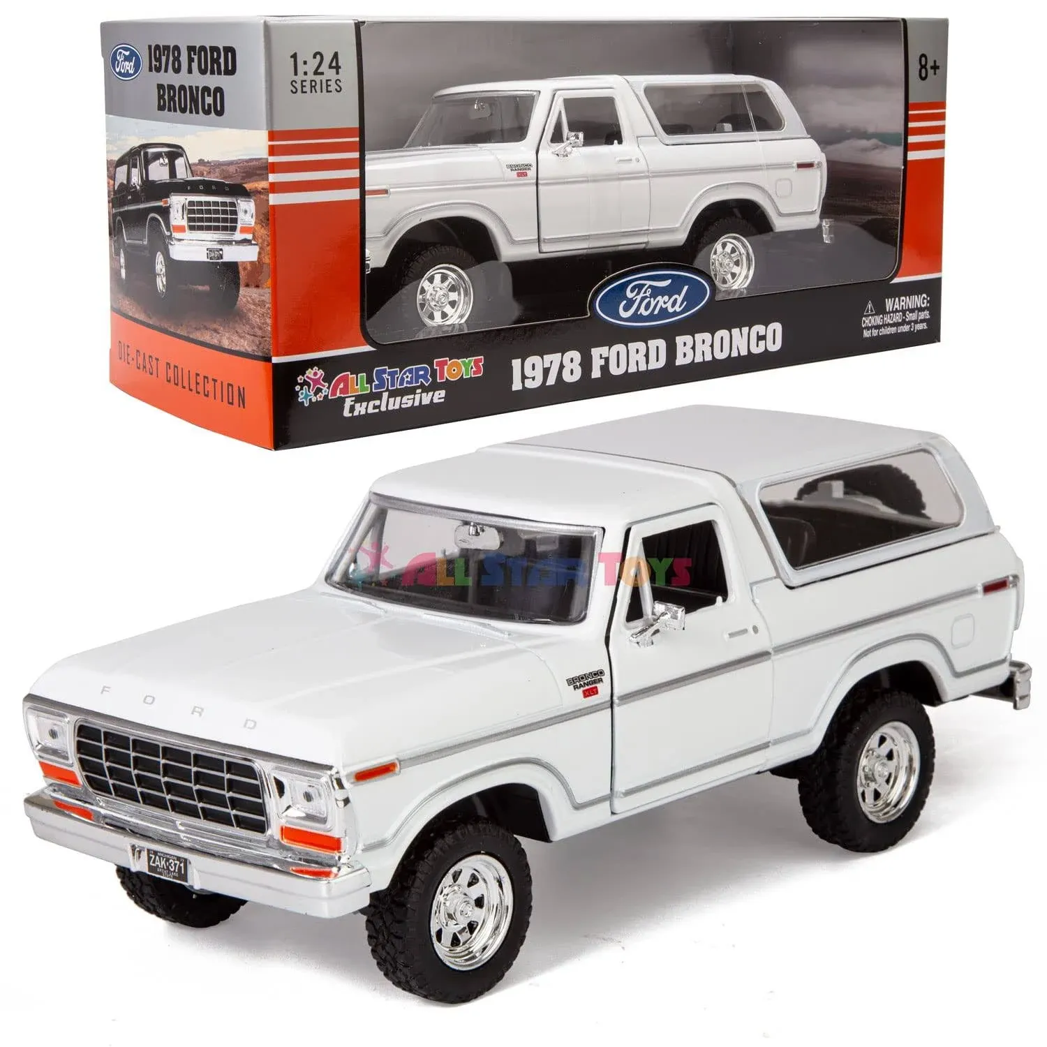 1978 Bronco 1:24 Diecast Model Car White SUV SUT Truck Motormax 79370