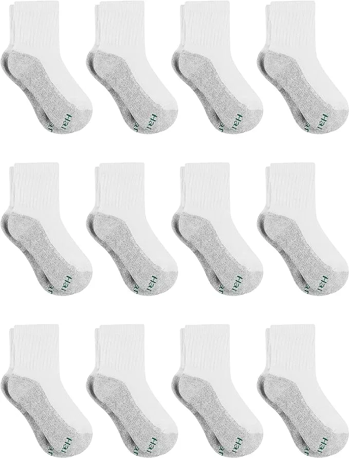 Hanes Boys' Cushion Ankle Socks 12-Pack Black