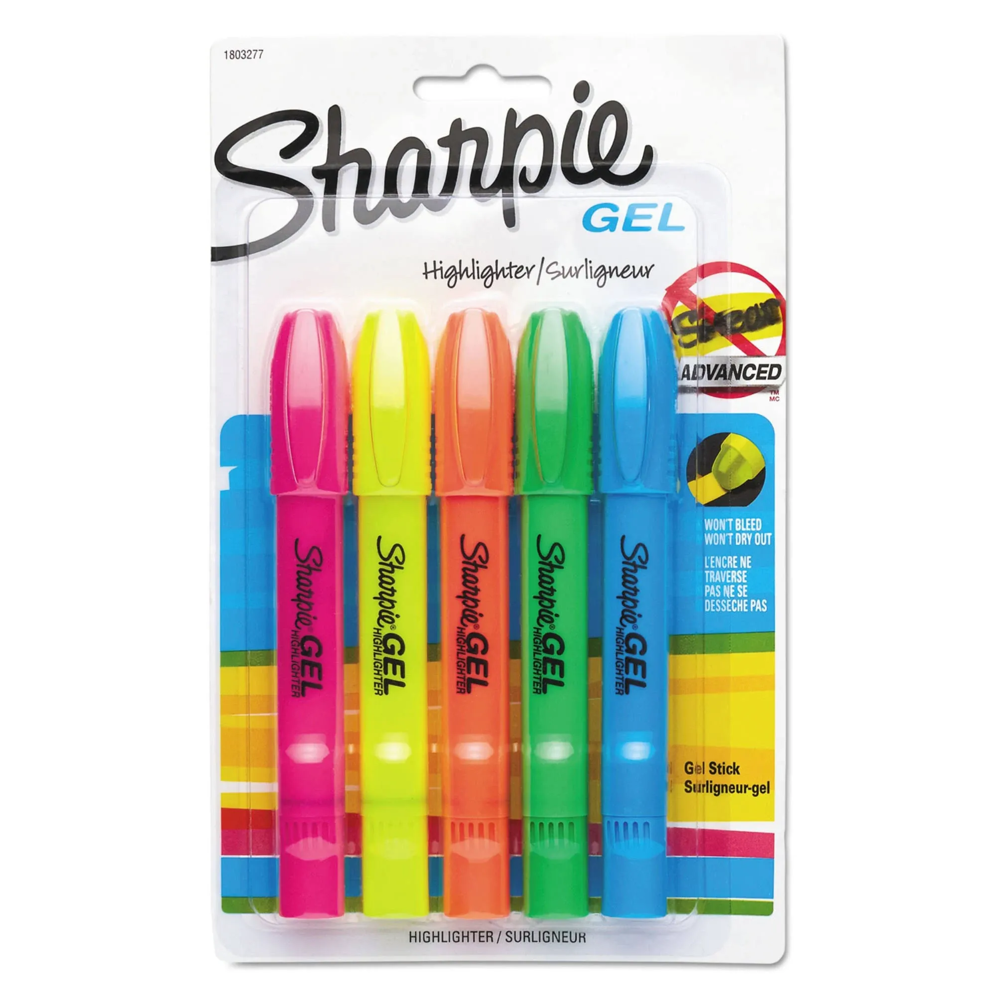 Sharpie Gel Highlighters, Bullet Tip, Assorted Colors, 5-Set