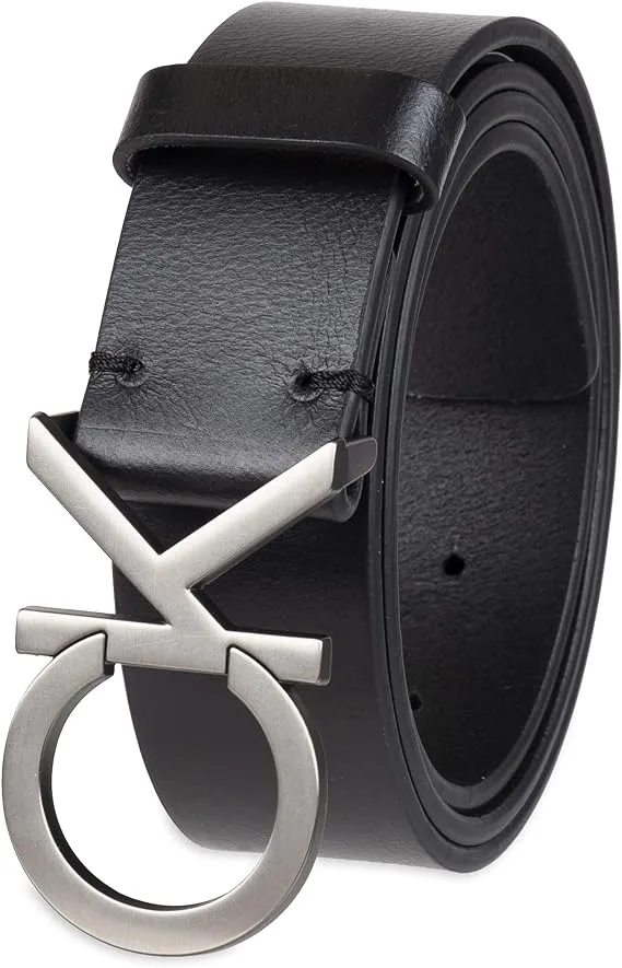 Calvin Klein Men's Casual CK Monogram Cut Out Buckle Belt