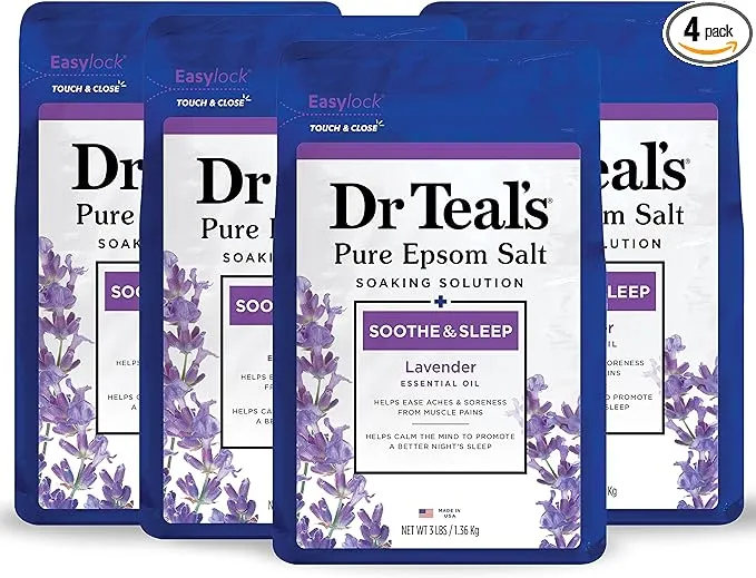 Dr Teal's Pure Epsom Salt, Soaking Solution, Soothe & Sleep with Lavender, Value Size - 7 lbs (3.175 kg)