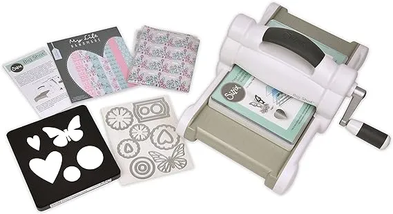 Sizzix Big Shot Starter Kit-White & Gray-UK Version ft. MLH, Plastic/Steel/Rubber, Multi-Colour, 41.7 x 29 x 23.1 cm