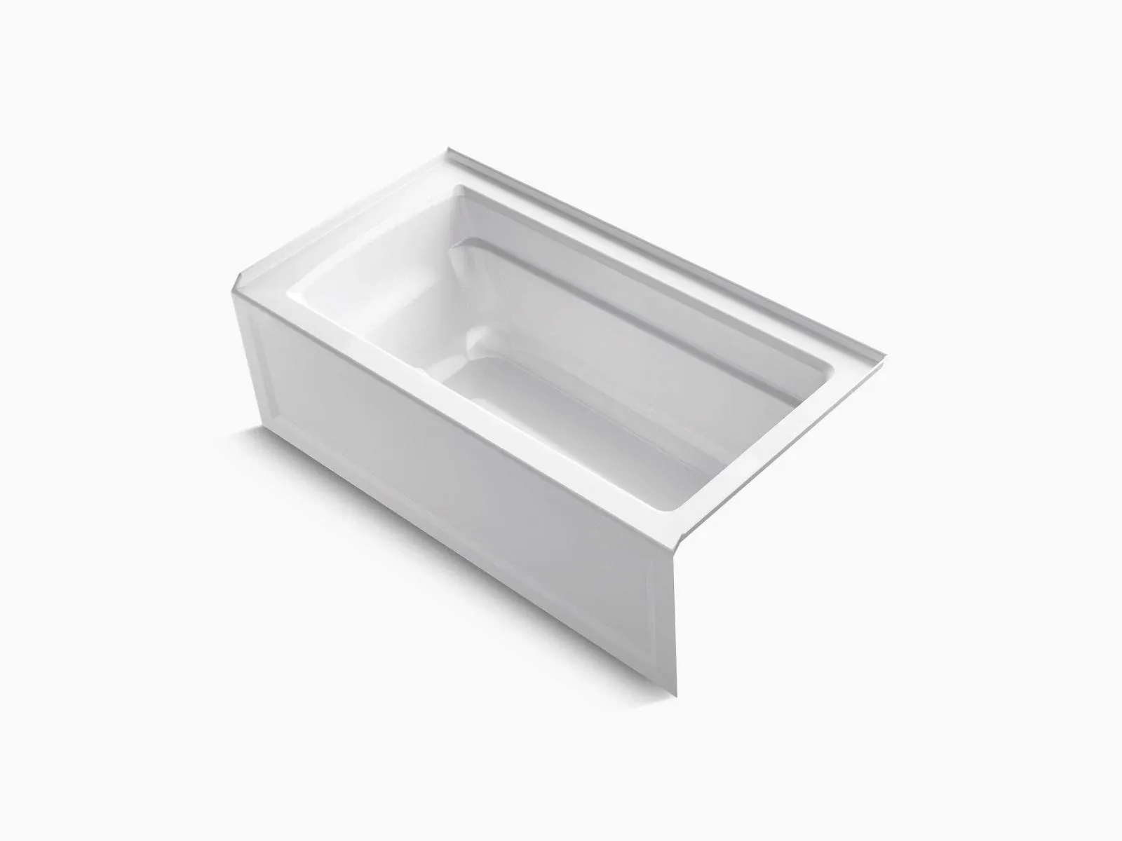 KOHLER K-1123-RA-0 Archer 60" X 32" Alcove Bath with Integral Apron, Integral ...