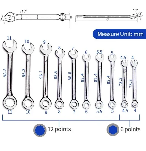 SPEEDWOX Mini Handle Wrench Set Metric SAE Ignition Wrench Set Open End and Box ...