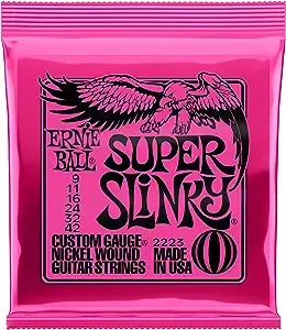 Ernie Ball Super Slinky Electric Guitar String Set, Crimson