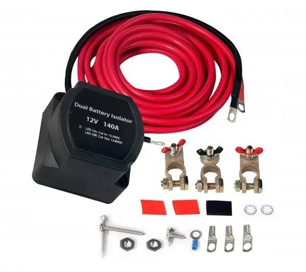 AA Ignition Dual Battery Isolator Kit 12 Volt 140 Amp Voltage Sensitive Relay Complete VSR Double Automatic Charger Fits Trucks ATV SUV UTV at MechanicSurplus.com