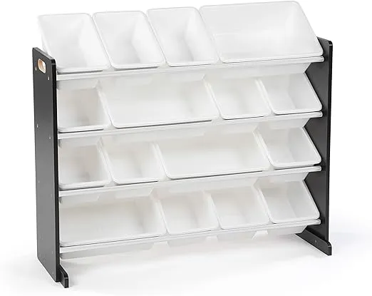 Jayden Black/White Super-Sized Toy Organizer with 16-Bins