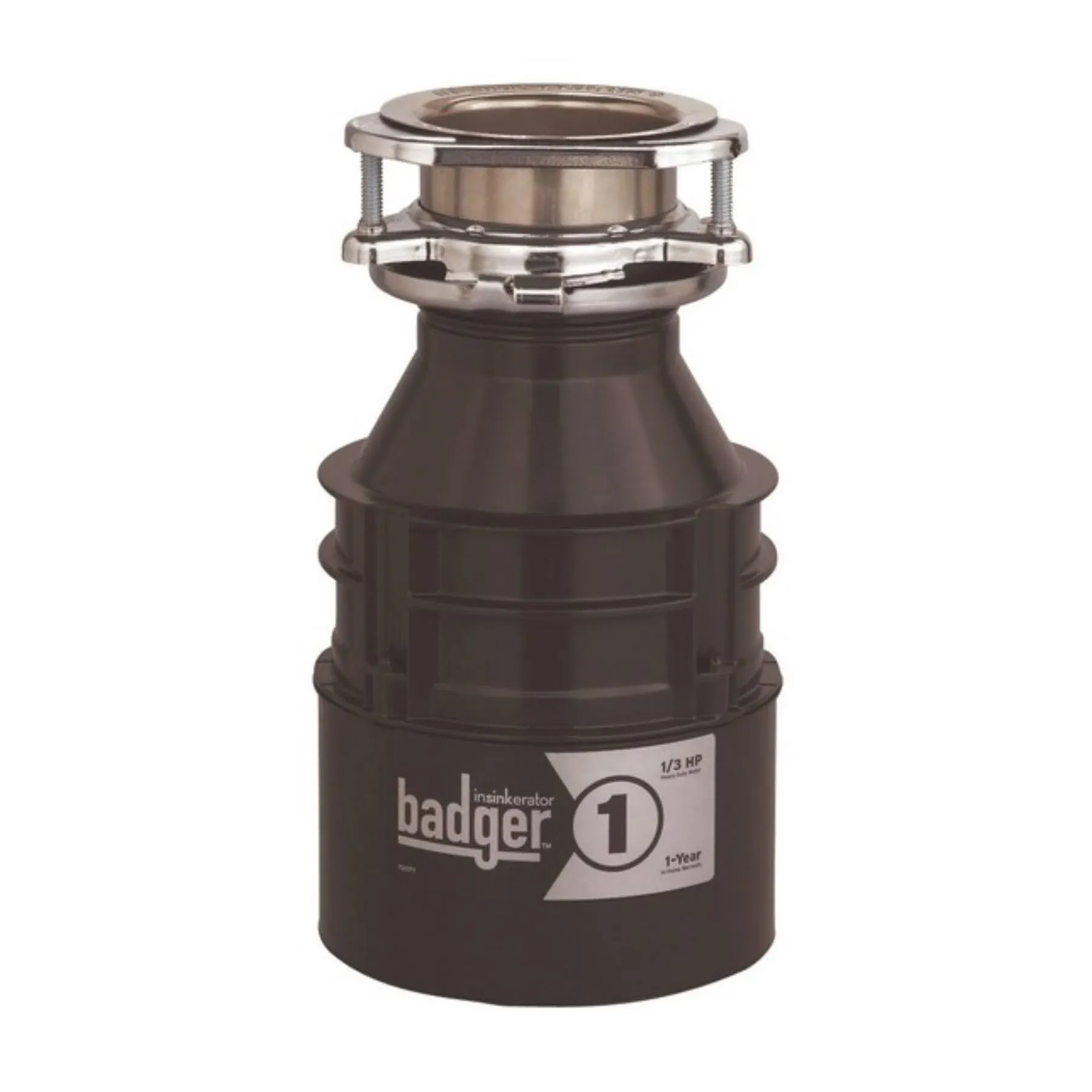 InSinkErator Garbage Disposal, Badger 1, Standard Series, 1/3 HP Continuous Feed, Black, Waterborne Grey EnamelInSinkErator Garbage Disposal, Badger 1, Standard Series, 1…