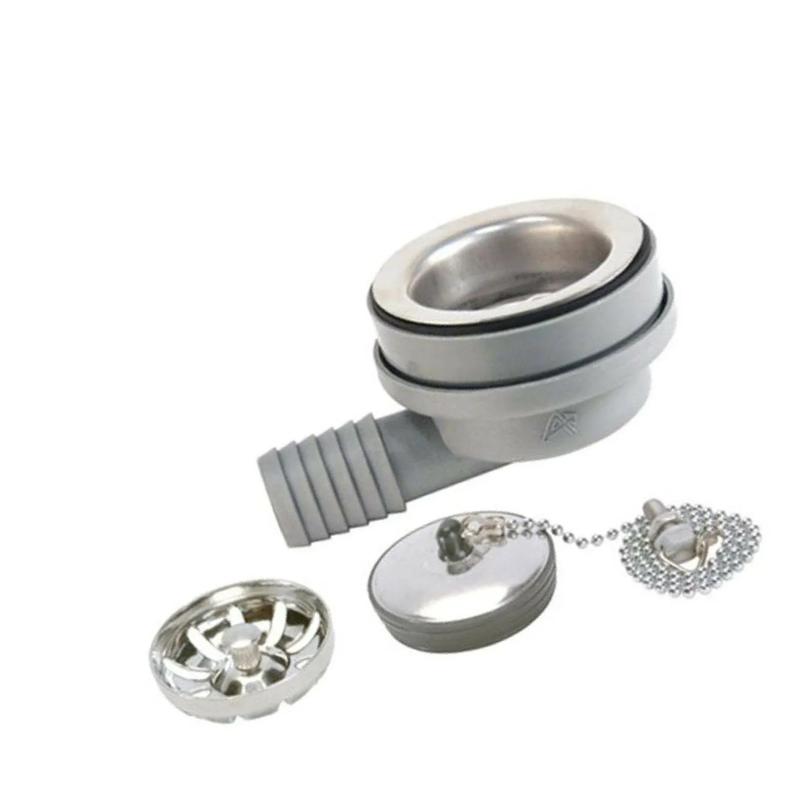 Ambassador Marine Sink Drain with Brushed Finish and Strainer Basket