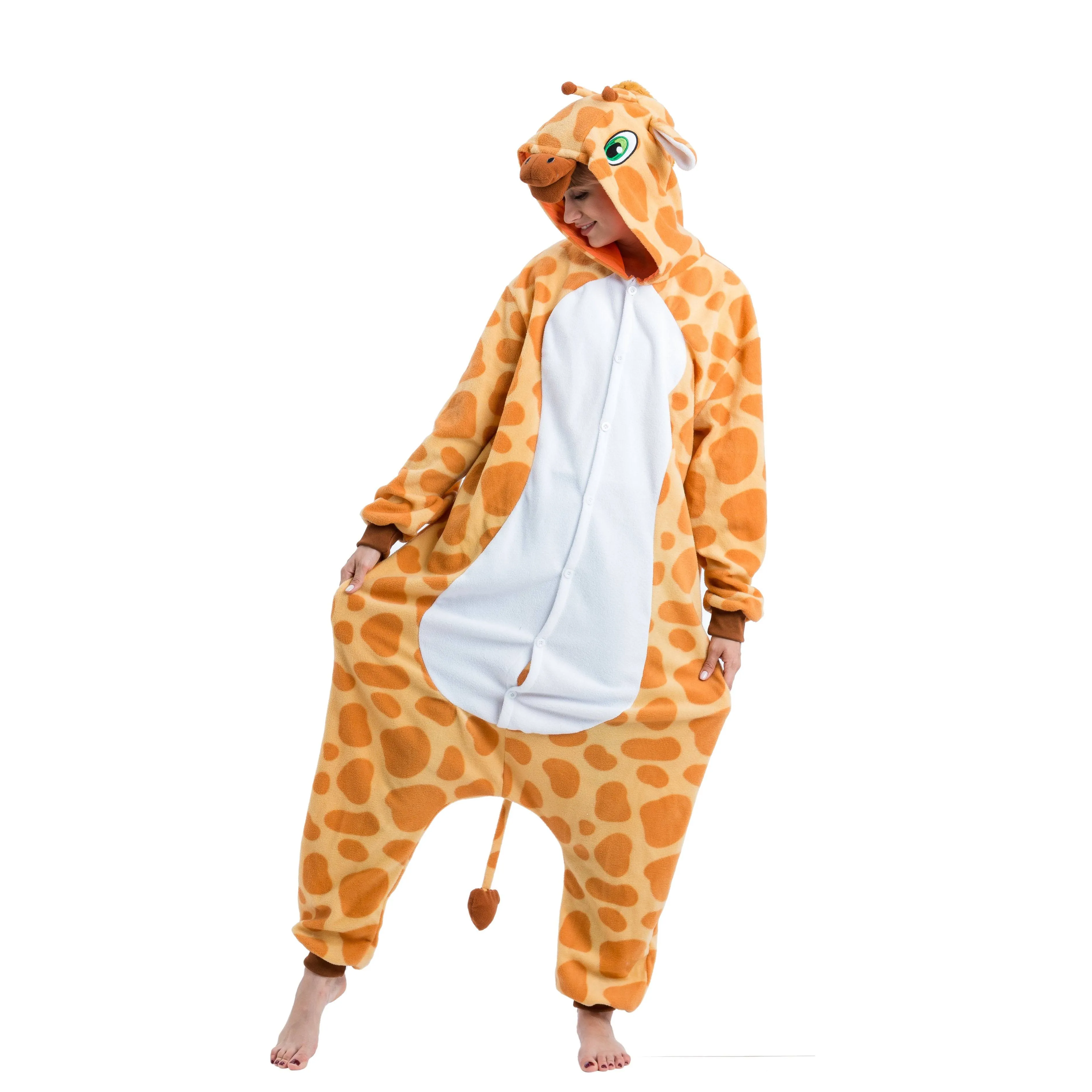 Spooktacular Creations Unisex Adult Pajama Plush Jumpsuit One Piece Giraffe ...