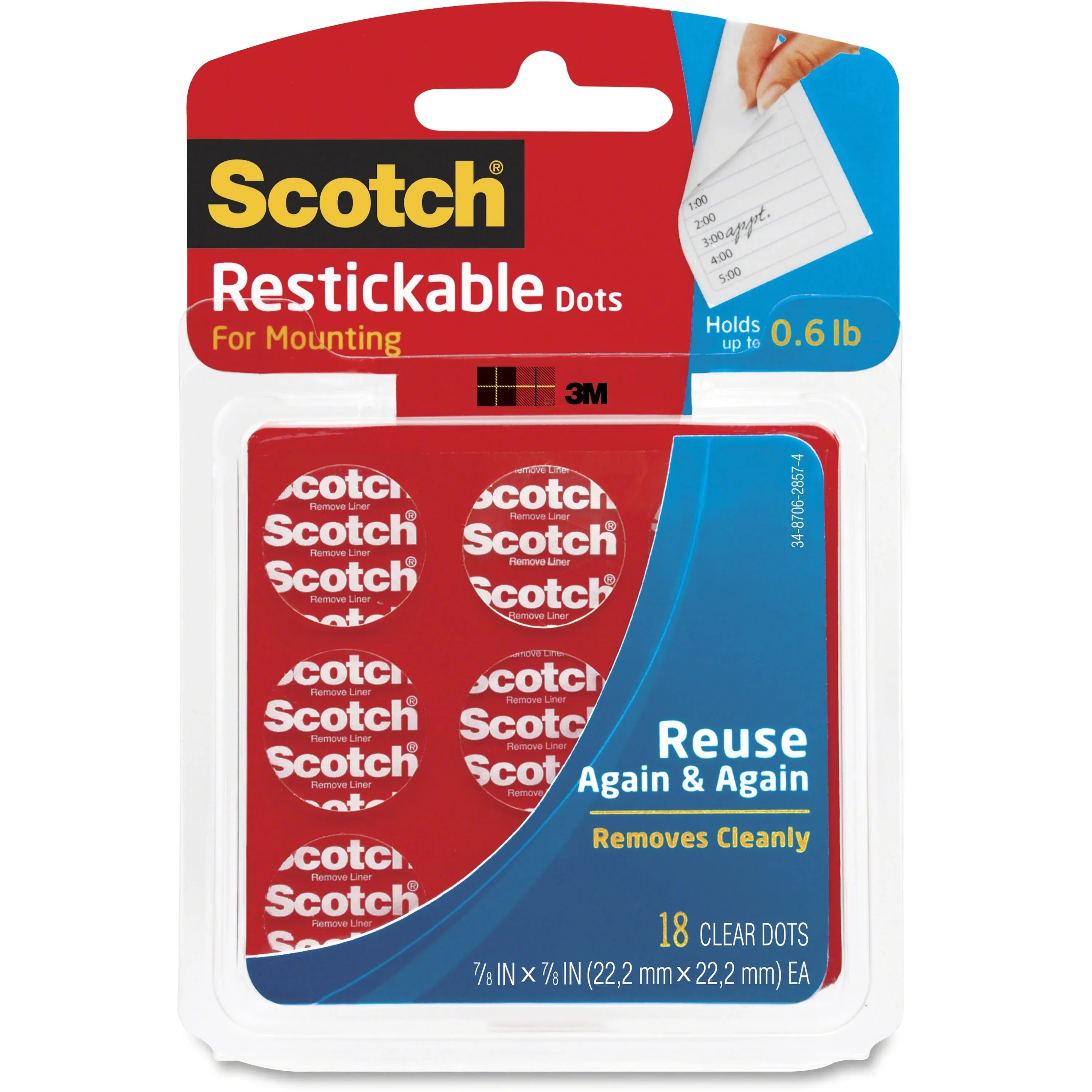 Scotch Restickable Mounting Tabs, Clear - 18 pack