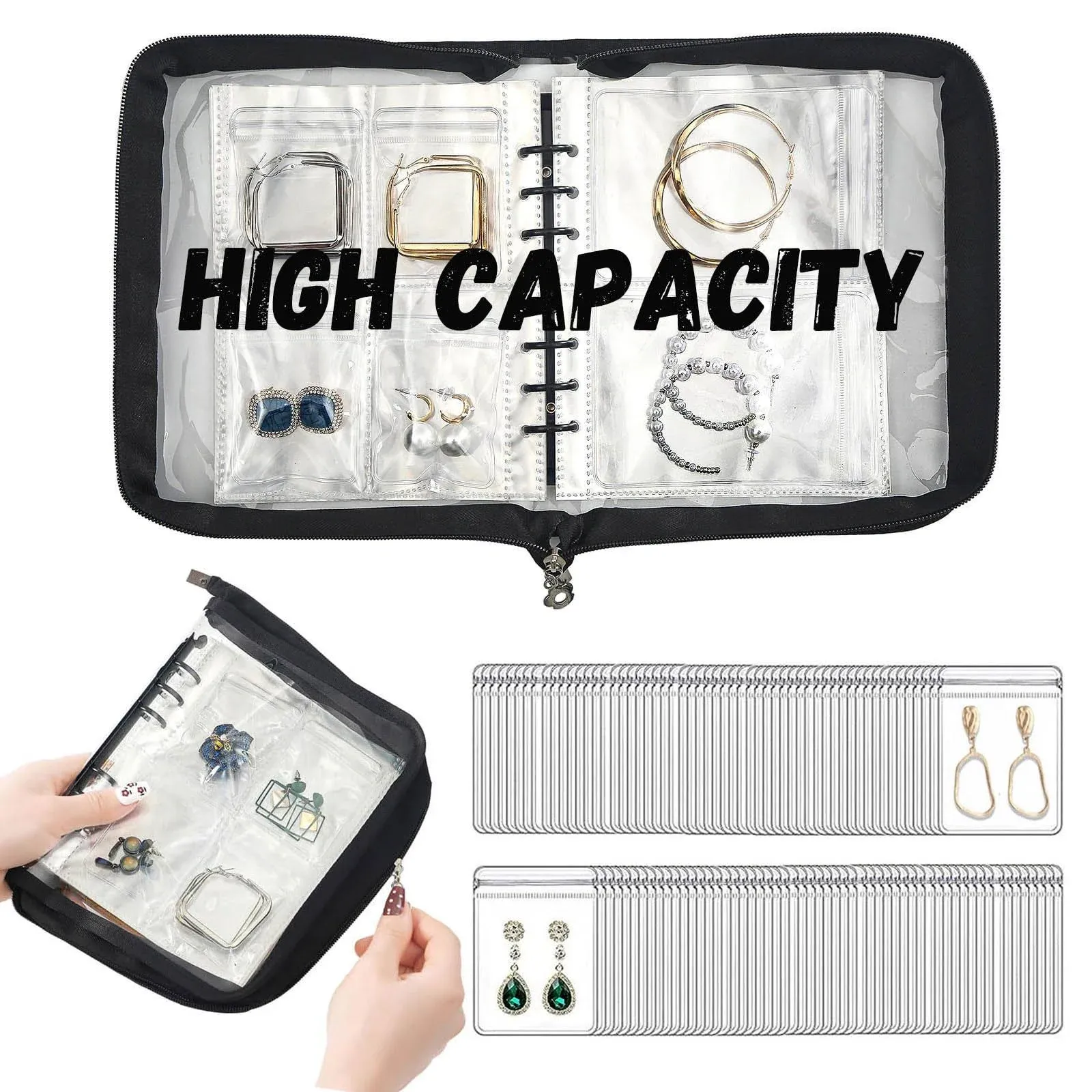 Jewelry Organizer Travel Earring Organizer Case Transparent Jewelry Storage B...