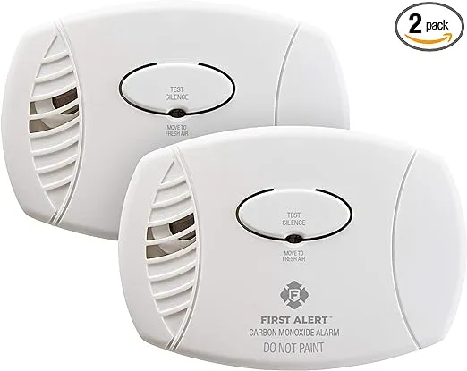 FIRST ALERT Carbon Monoxide Detector, No Outlet Required, Battery Operated, 2-Pack, CO400, White