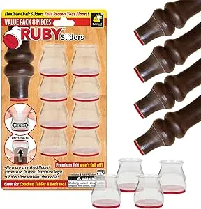 Ruby Sliders As Seen On TV by BulbHead - Red Means They’re Authentic - Premium Chair Covers Protect Hardwood & Tile Floors from Scratching - Fits Most Furniture Leg Sizes & Shapes - 8 Pack