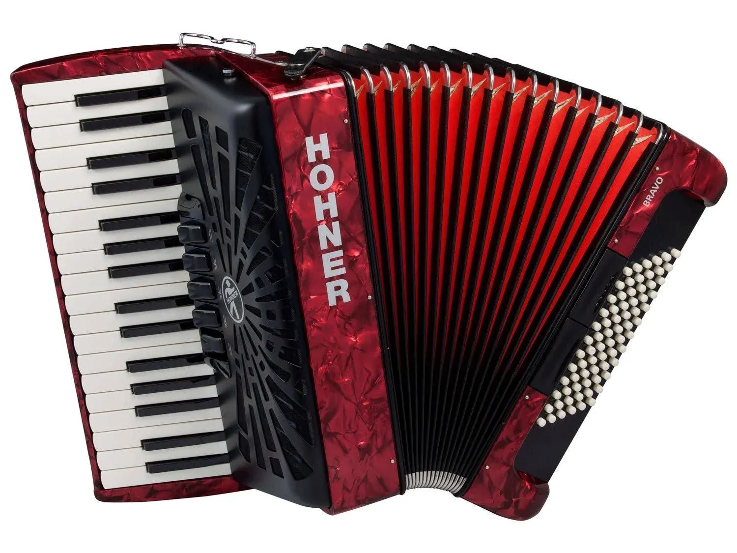 Hohner Bravo III 72 Chromatic Piano Key Accordion - Pearl White