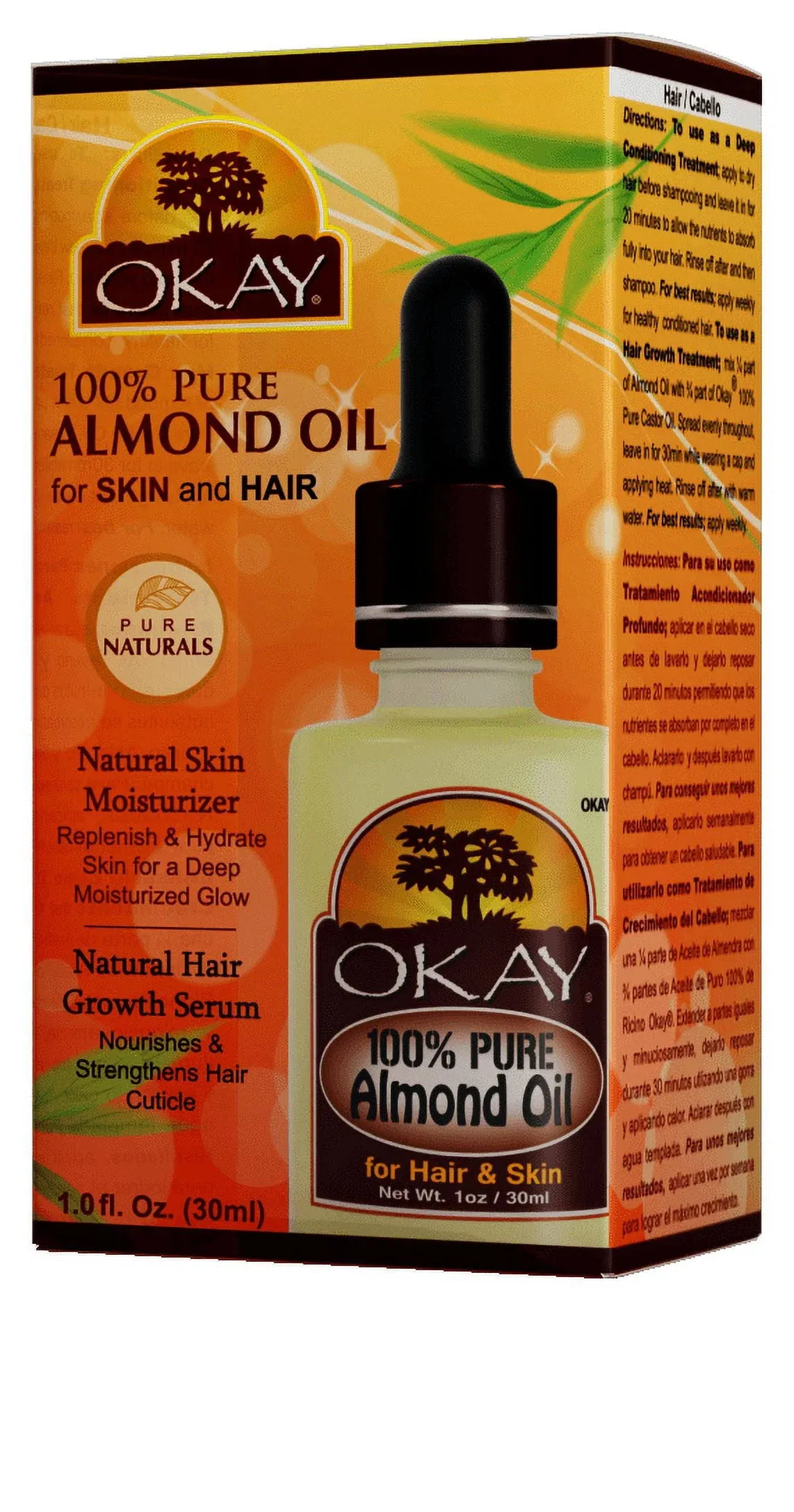 Pure Natural Almond 100% Pure Oil For Hair &amp; Skin (1oz) by Okay OKAY-ALM1