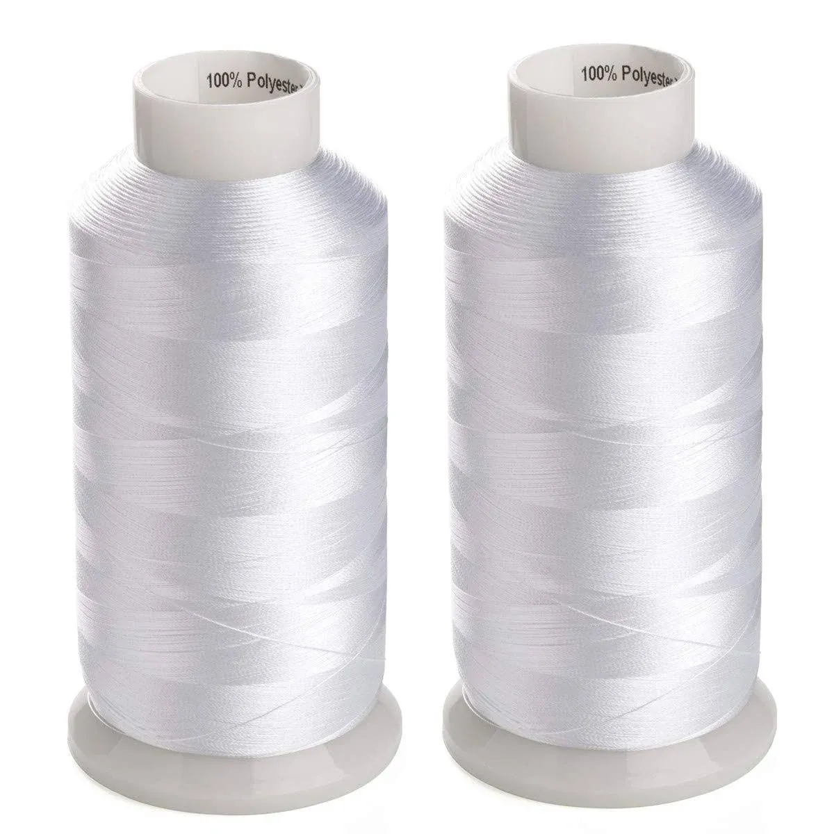 2 Huge Spools White Bobbin Fill Thread 60WT for Embroidery Machine and and Se...