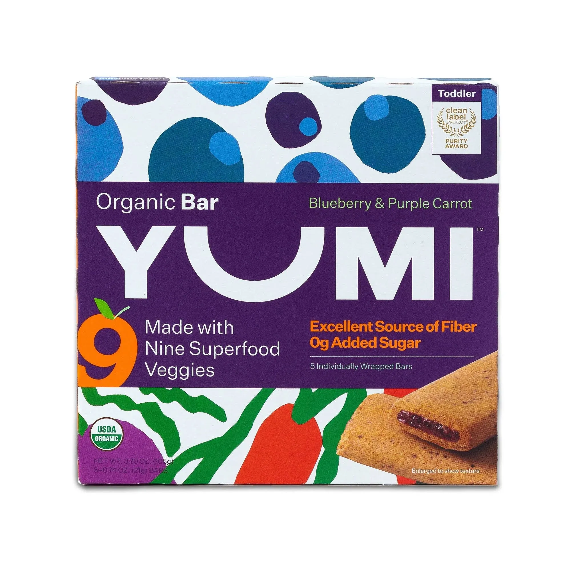 Yumi Organic Blueberry & Purple Carrot Toddler Bars, 3.7 oz