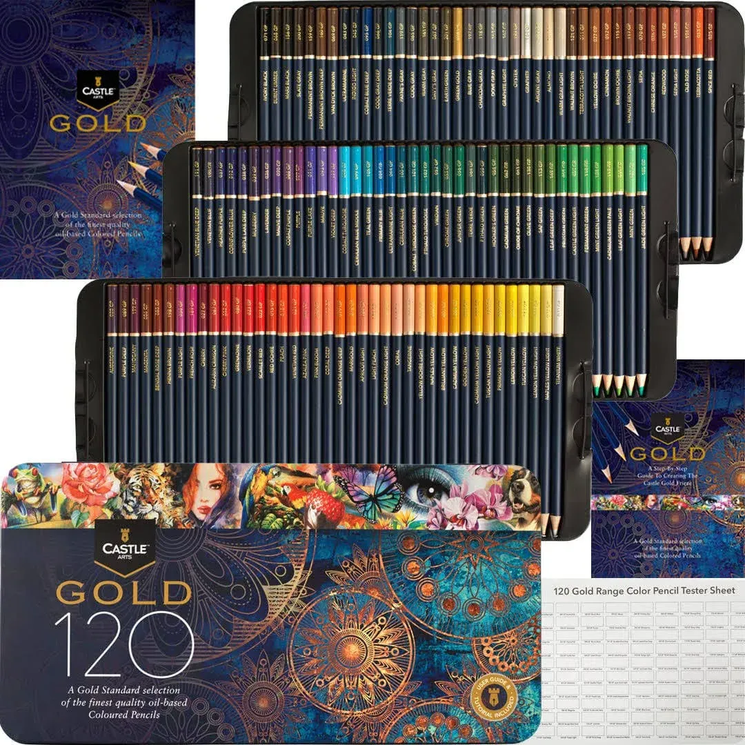 Castle Art Supplies Gold Standard 120 Coloring Pencils Set