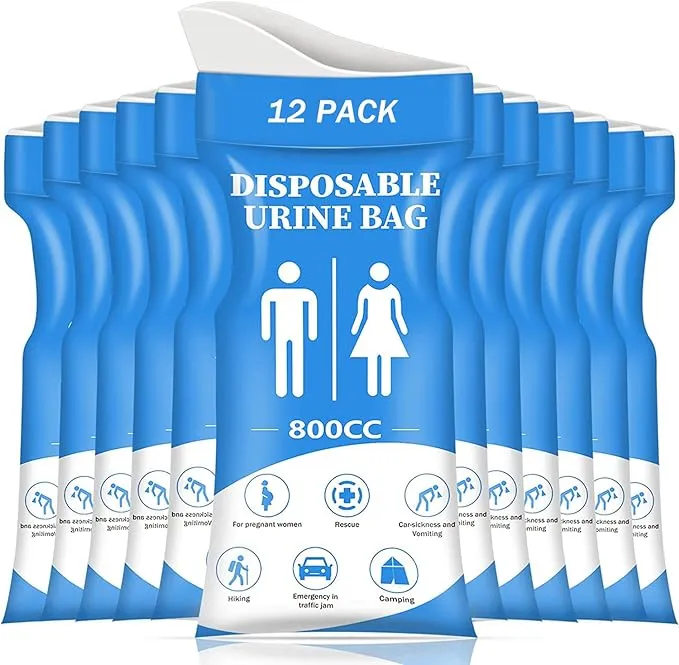 DIBBATU Disposable Urinal Bag, 12/24 Pcs 800ML Emergency Urine Bag, Unisex Urinal Bag, Portable Camping Pee Bag, Travel Urine Bag Vomit Bag for Traffic Jams, Camping, Hiking, Pregnant, Patient, Kids