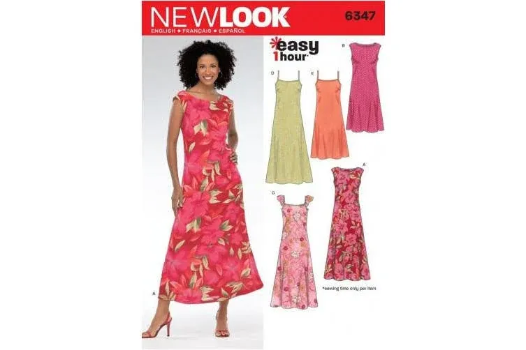 New Look Sewing Pattern 6347 Misses Dresses, Size A (10-12-14-16-18-20-22)