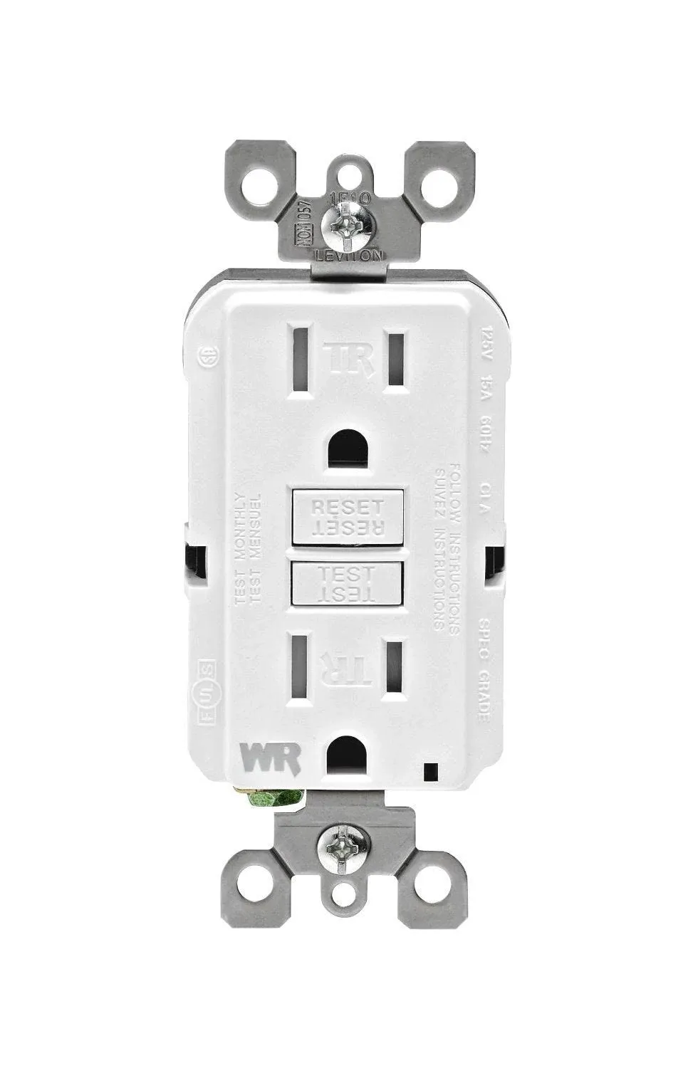 Leviton GFWT1-W Tamper/Weather Resistant GFCI Receptacle, 15A, 125V, White