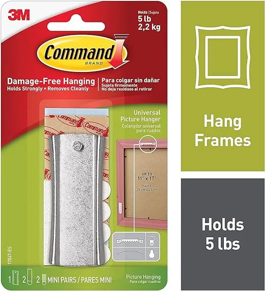 3M Command Sticky Nail Sawtooth Hanger, Silver