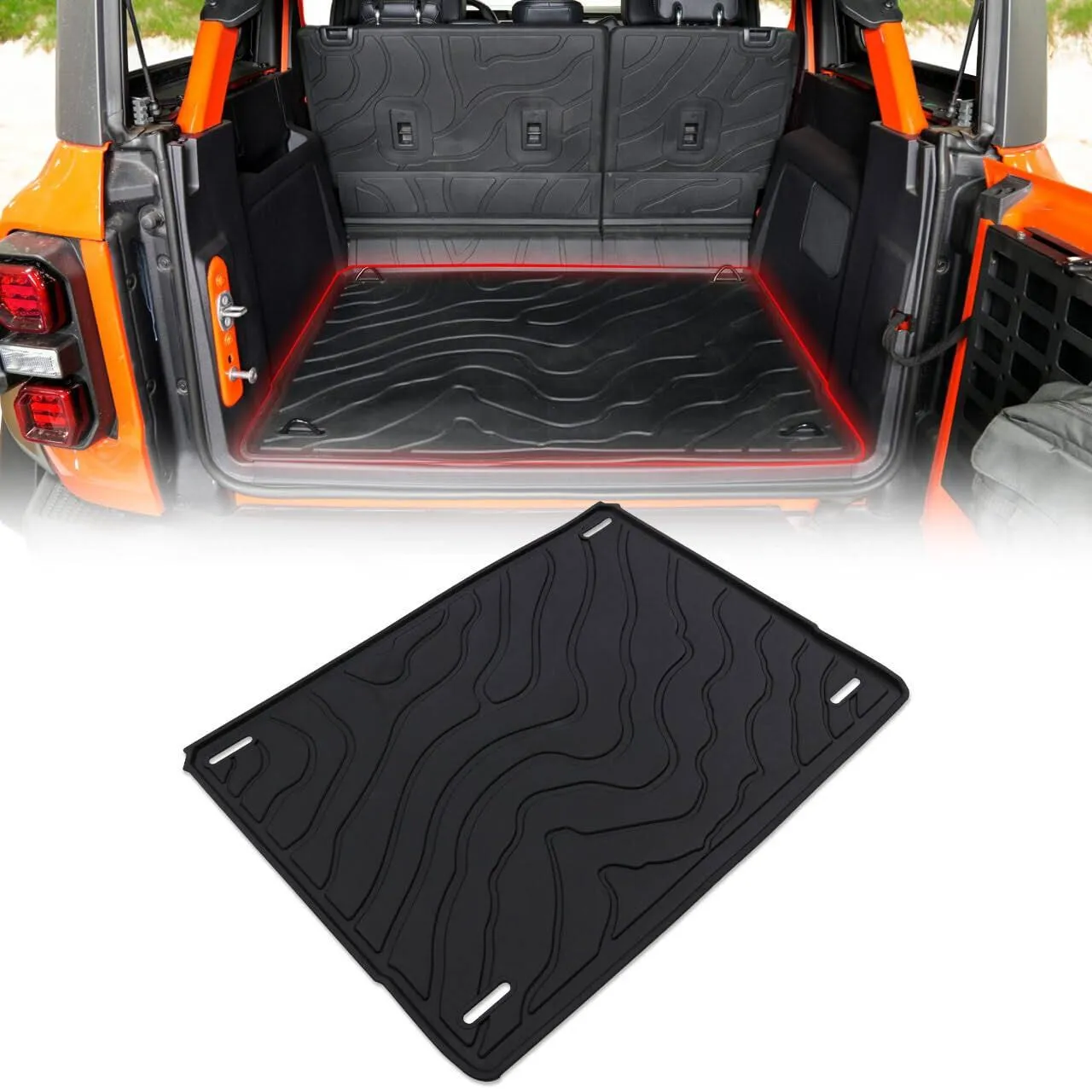 IAG I-Line TPE Terrain Pattern Molded Rear Trunk Mat fits Ford Bronco 4 Door 2021-2024+