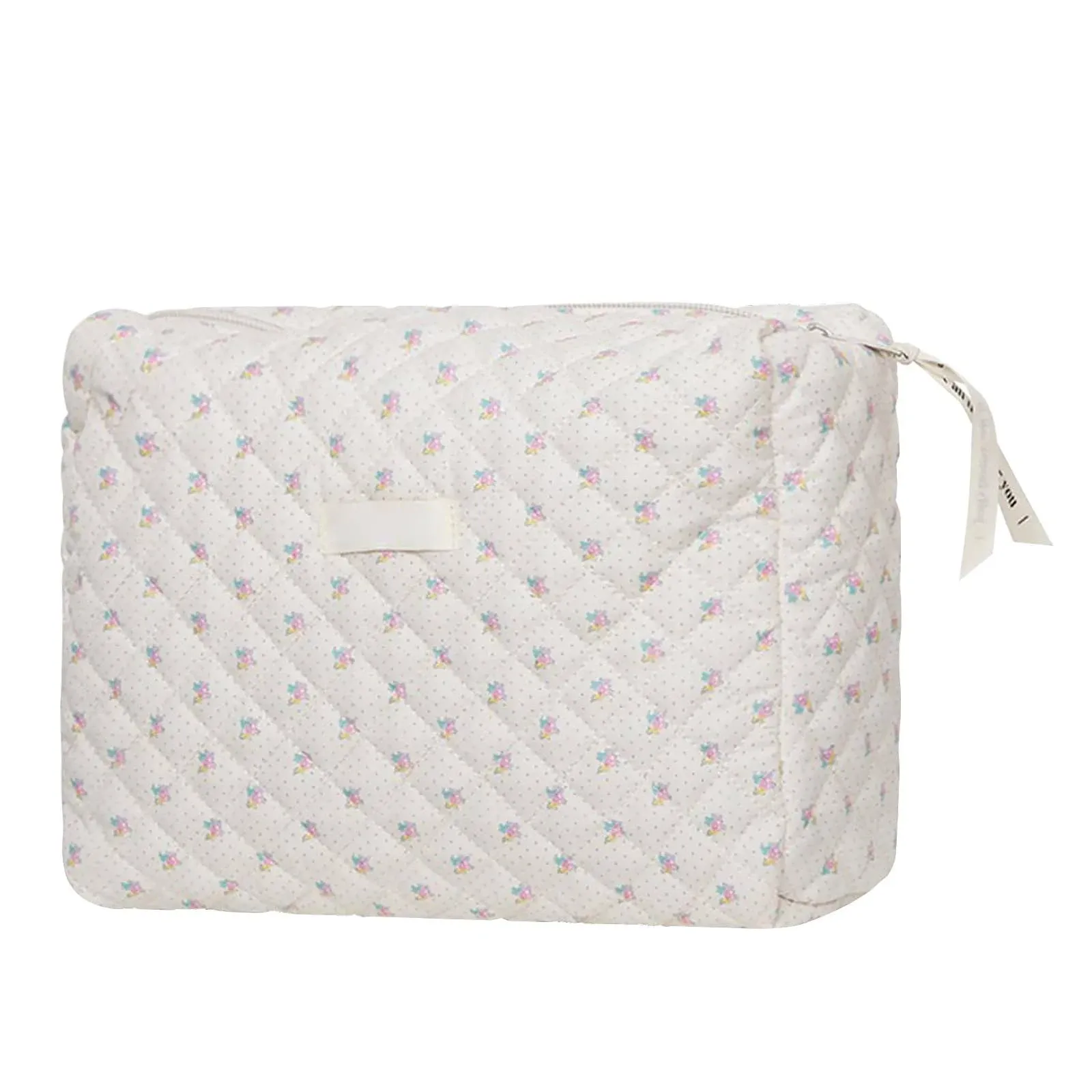 Kawaii Makeup Bag ,Cotton Makeup Bag Large Travel Cosmetic Bag Quilted Cosmetic Pouch Coquette Aesthetic Floral Toiletry Bag