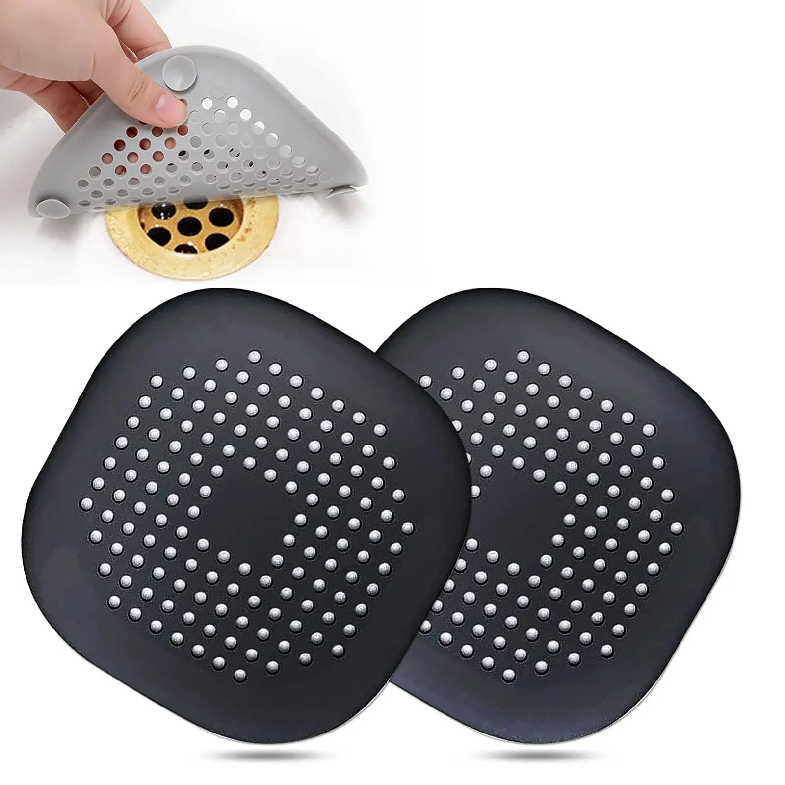 2pcs * Drain Cover For Shower, Anti-odor Sink Drain Strainer, Floor Drain Cover, Silicone Drain Stopper, Hair Catcher Shower Drain Cover, Sink Strainer With Suction Cup For Home Bathroom, *