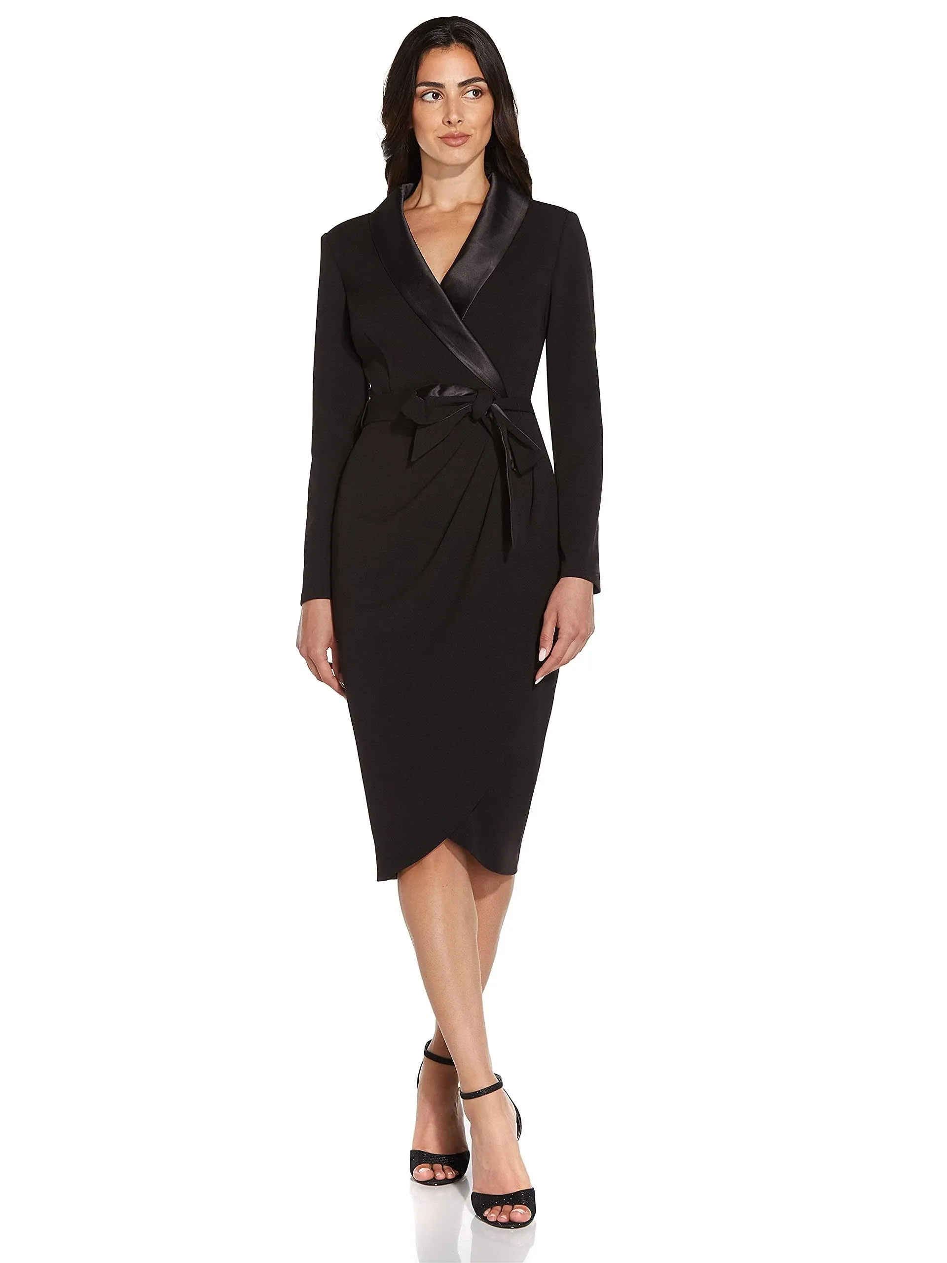 Adrianna Papell Women's Knit Crepe Tuxedo Wrap Dress