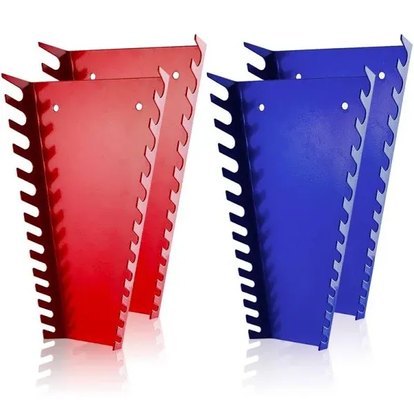 ALOANES Steel Wrench Organizer, 52-Slot Tool Organizer 4-Pack, Red&amp;blue 