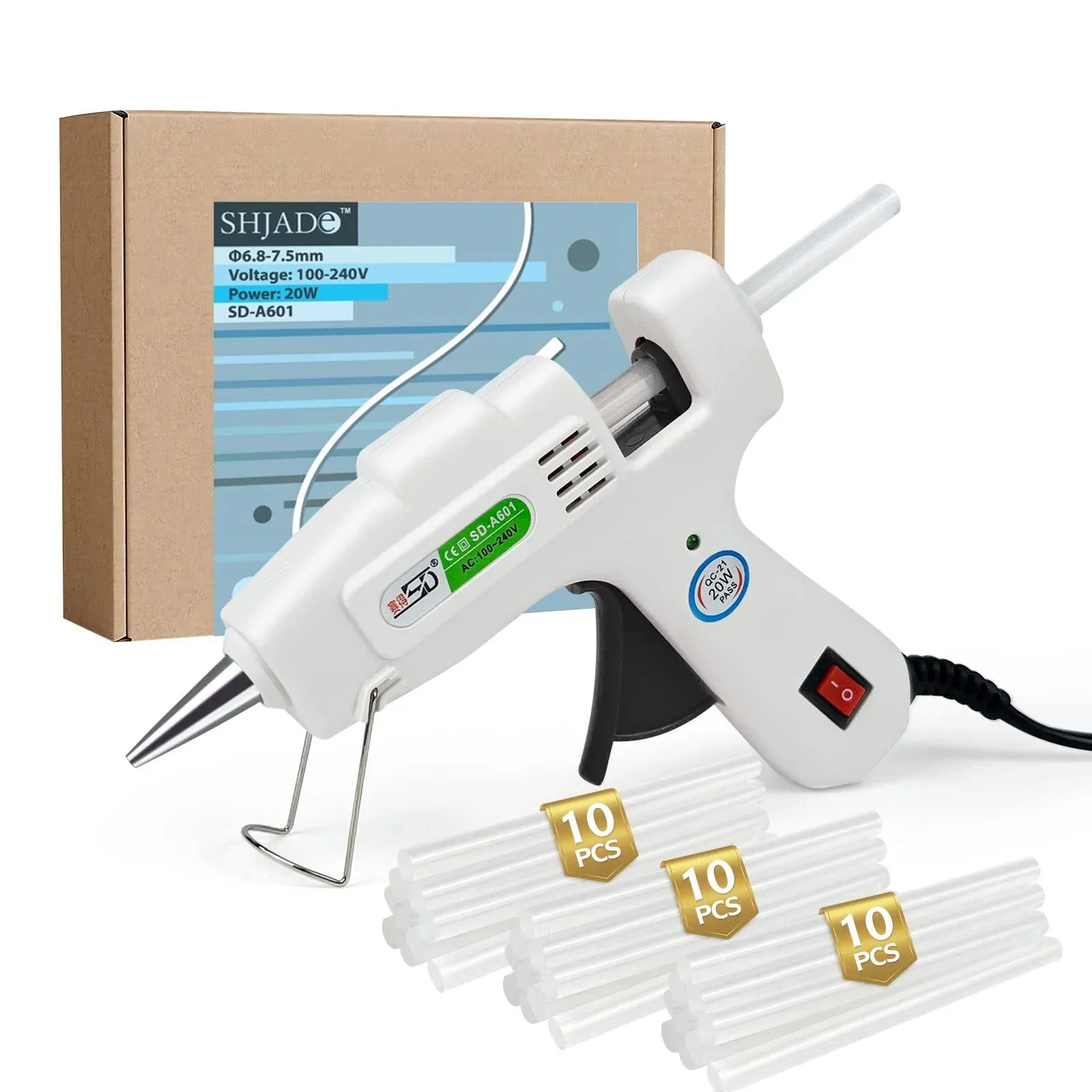 Hot Glue Gun with 30 Sticks, Fast Preheating Melt Gun, Mini White 