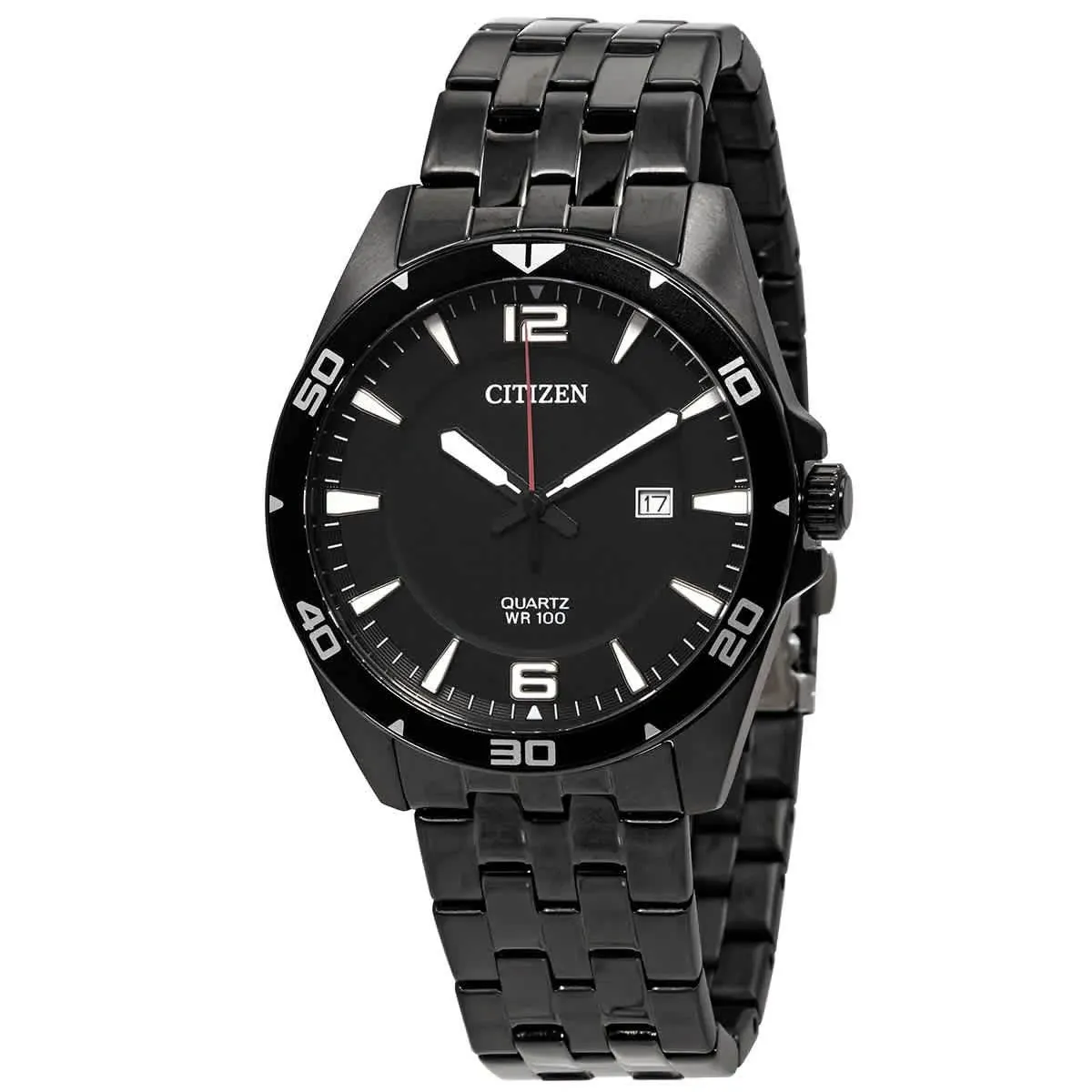 Citizen Quartz Black Dial Black-plated Men&#039;s Watch BI5055-51E