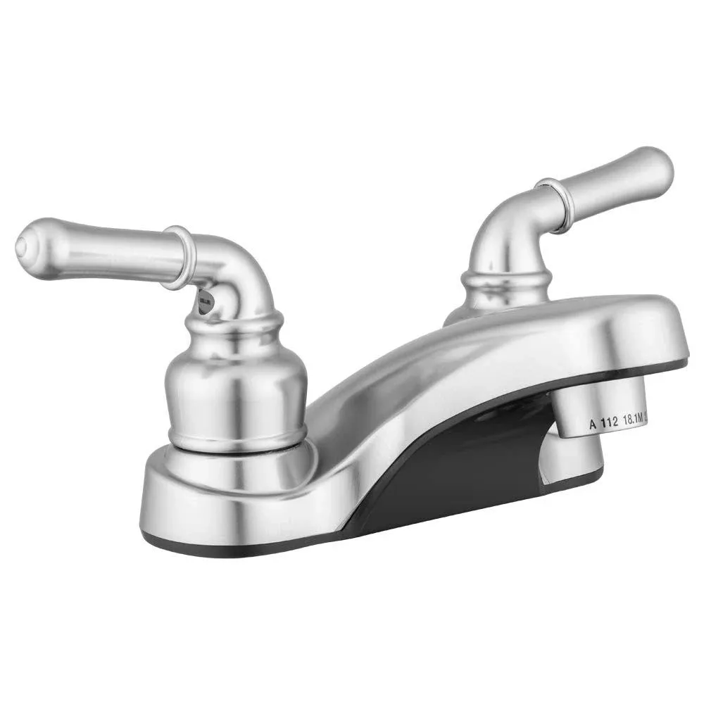 Pacific Bay Lynden Bathroom Sink Faucet – Features a Classically Arced Spout and Traditional Two-Lever Operation - Metallic Chrome Plating Over ABS Plastic