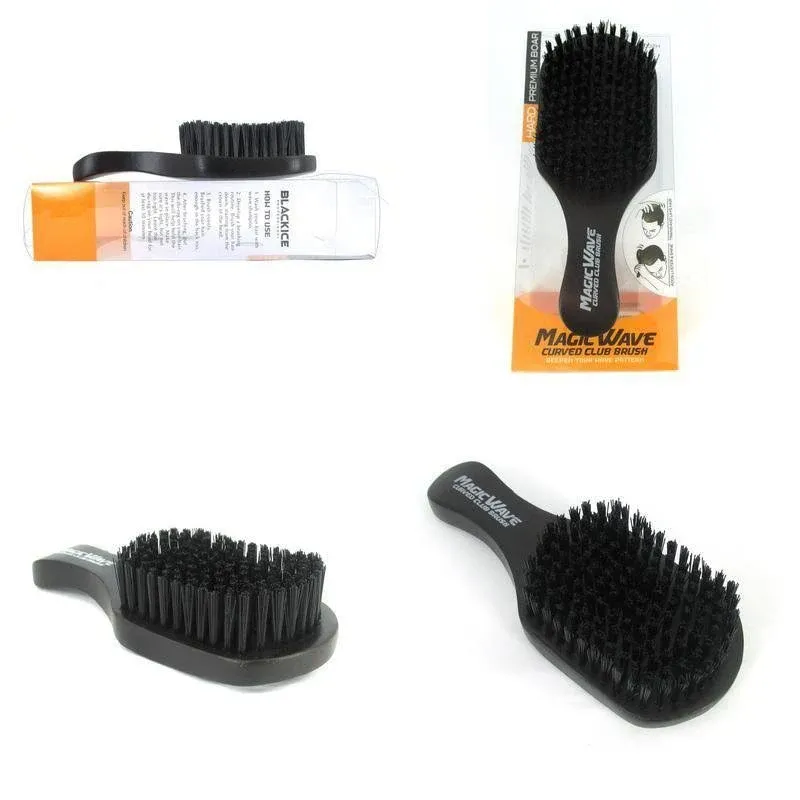 Black Ice Magic Wave Curved Club Brush Hard Premium Boar