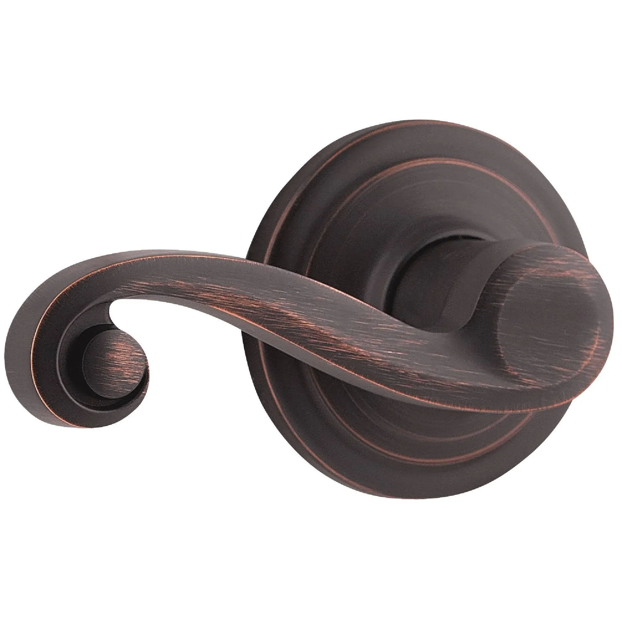 Kwikset Lido Interior Passage Door Handle, Lever For Closet and Hallway Doors, Reversible Non-Locking Handle Lever, Venetian Bronze, with Microban Protection